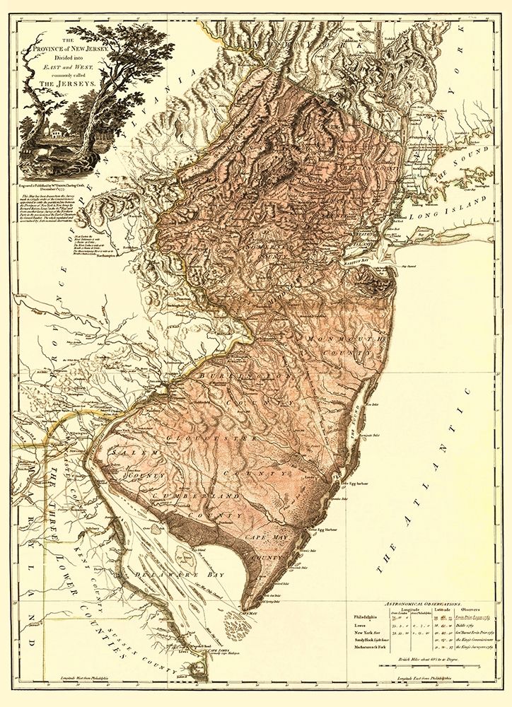 New Jersey Divided East West - Faden 1777