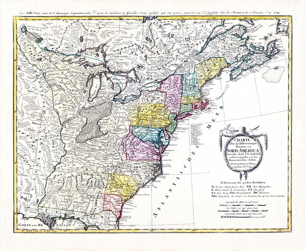 Chart United States North America - Homann 1784