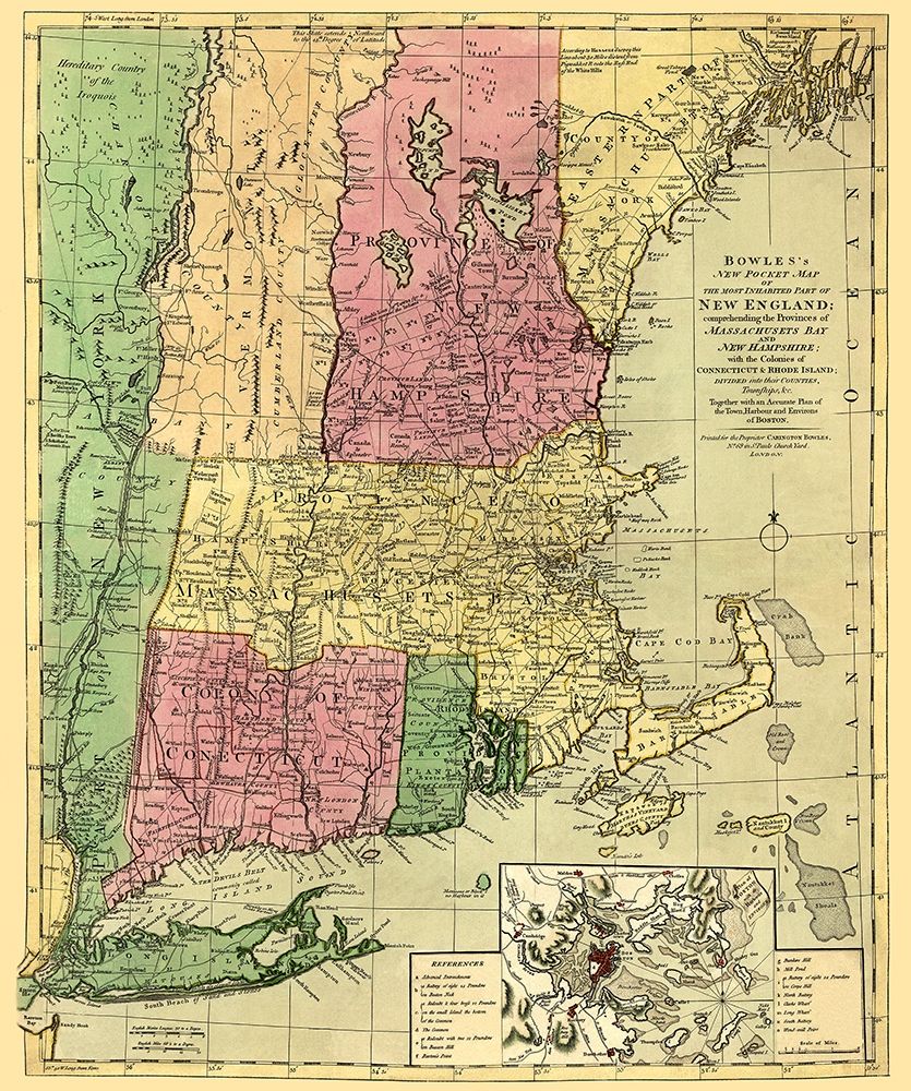 Inhabited Part of New England - Bowles 1780