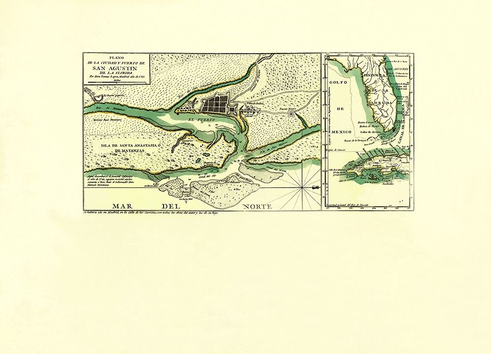 Port of St Augustine in Florida - Lopez 1783