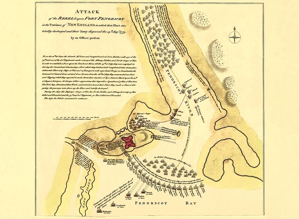 Fort Penobscot New England Battle - Jefferys 1779