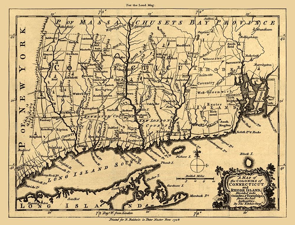 Connecticut Rhode Island - Kitchin 1758