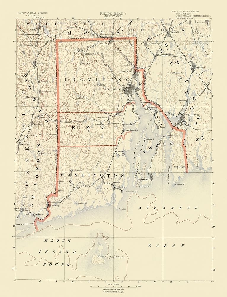 Rhode Island Counties Rhode Island - USGS 1891