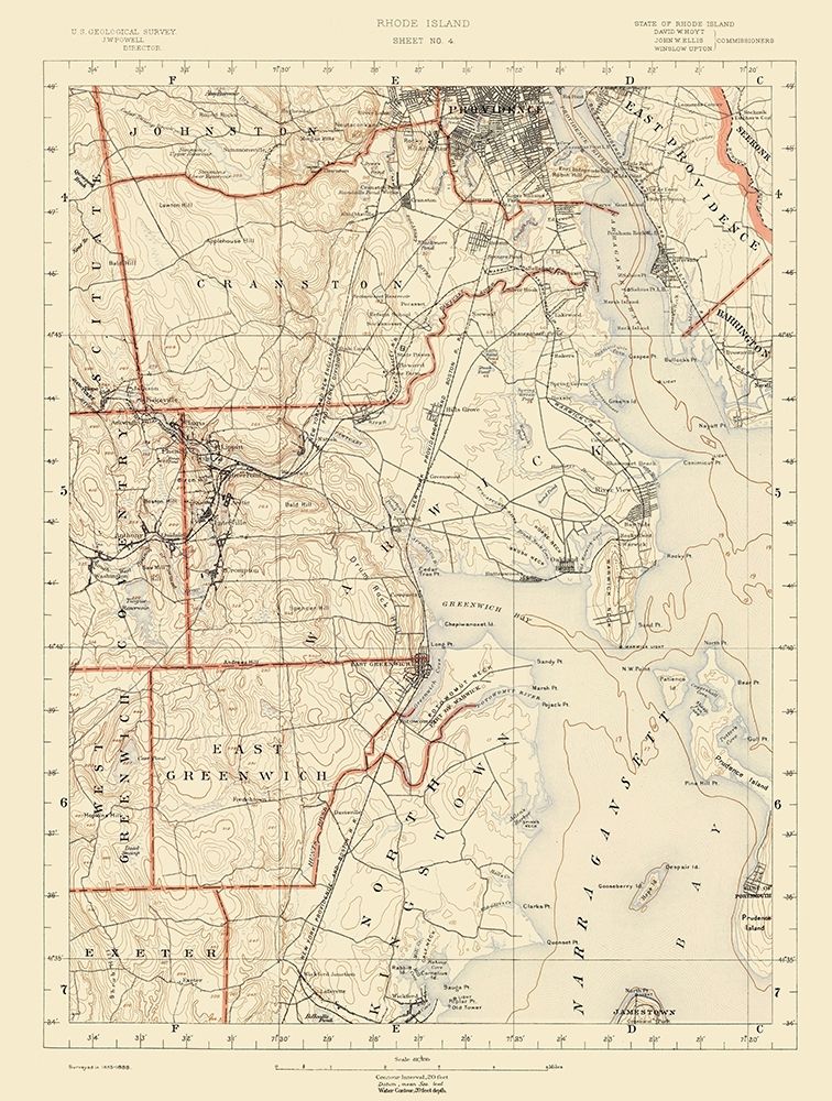 Rhode Island 4 of 10 Sheet - USGS 1891