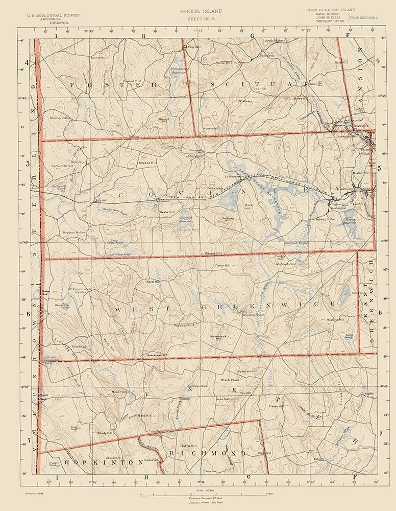 Rhode Island 5 of 10 Sheet - USGS 1891