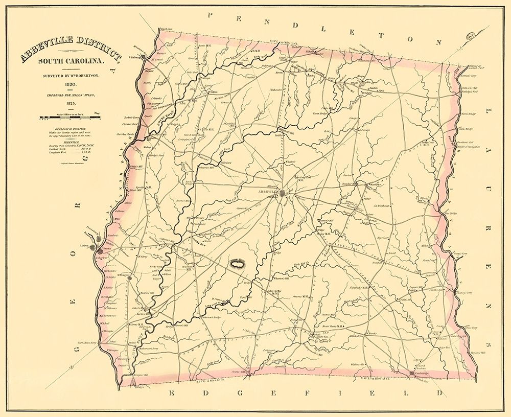 Abbeville South Carolina Landowner - Mills 1825