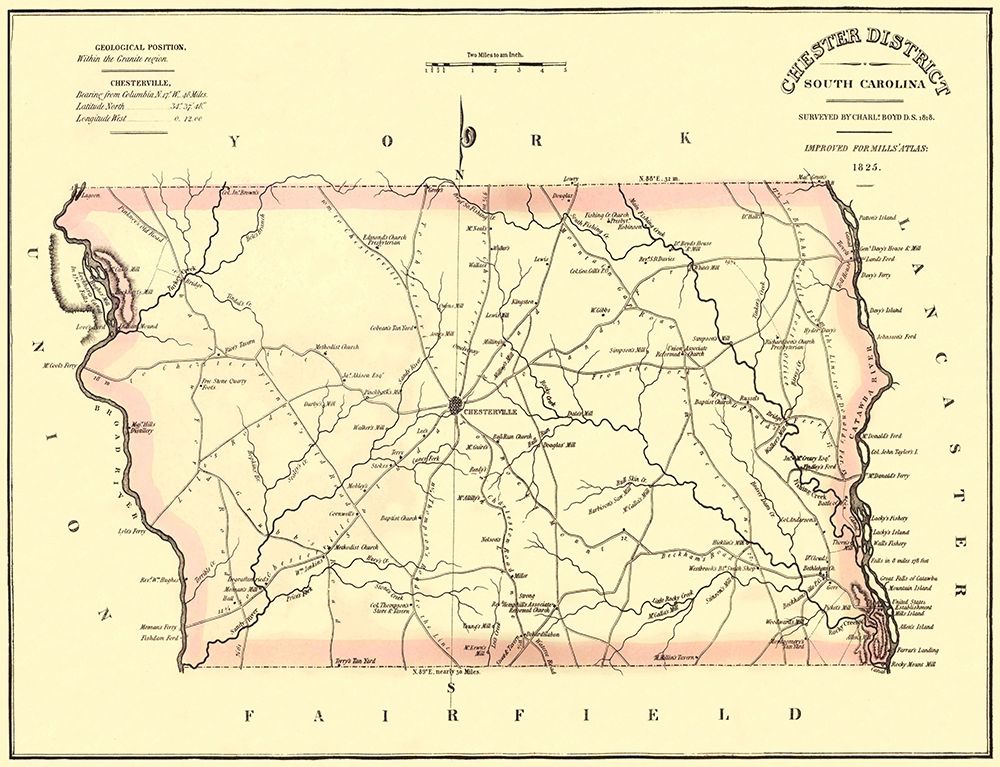 Chester South Carolina Landowner - Mills 1825