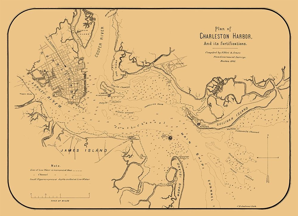Charleston Harbor South Carolina - Elliot 1861