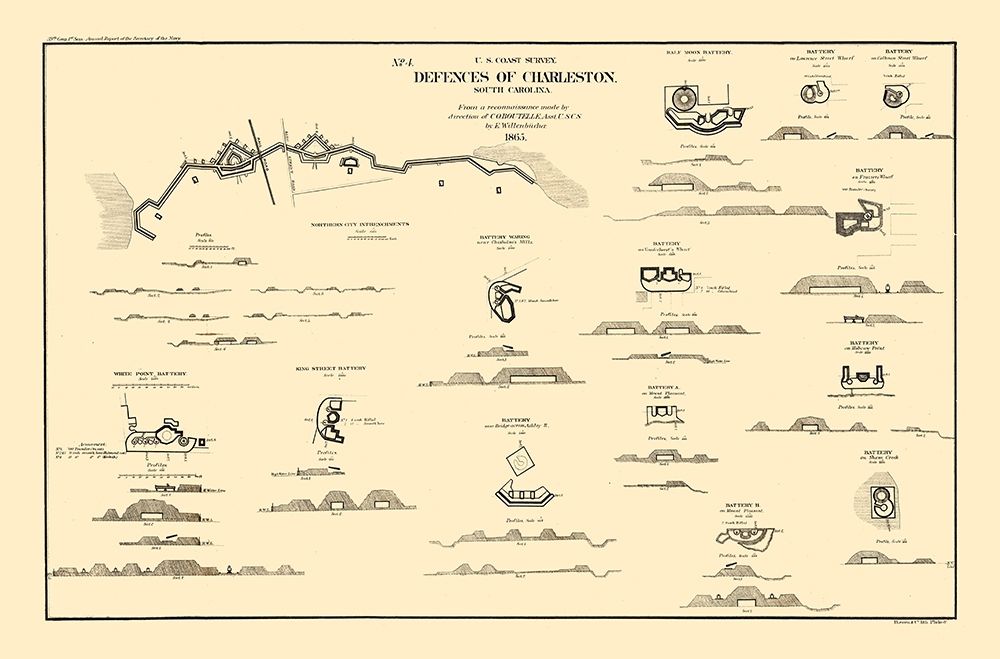 Charleston Coastal Defences - Willenbucher 1865