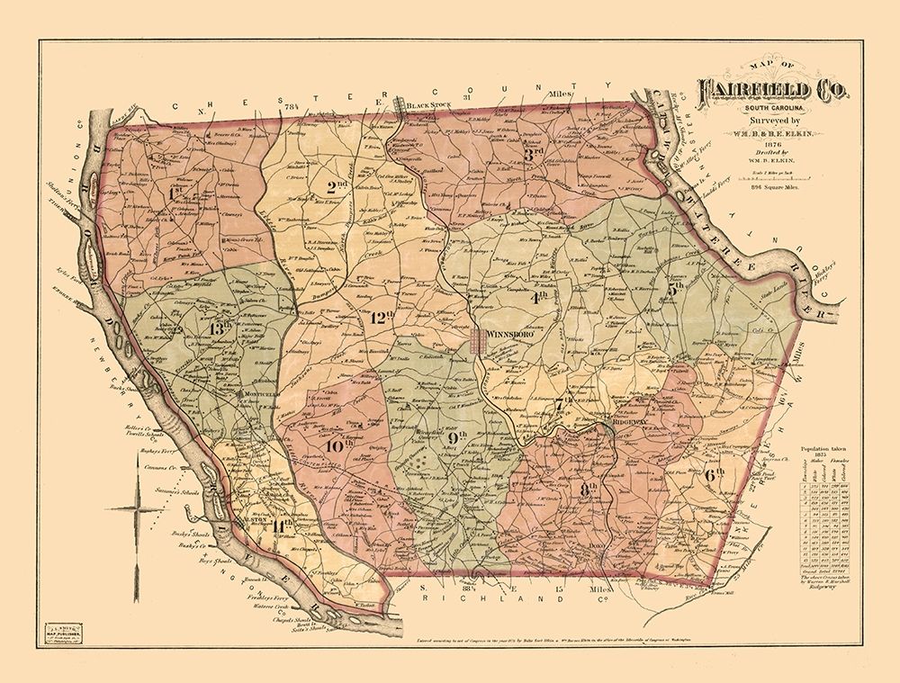 Fairfield County South Carolina - Elkin 1876