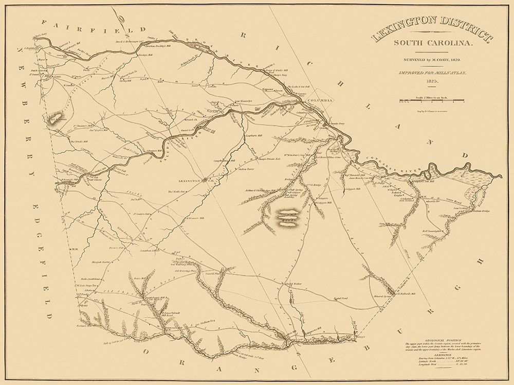Lexington South Carolina Landowner - Mills 1825