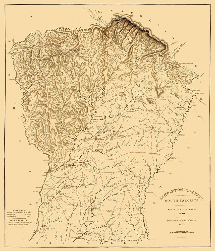 Pendleton South Carolina Landowner - Mills 1825