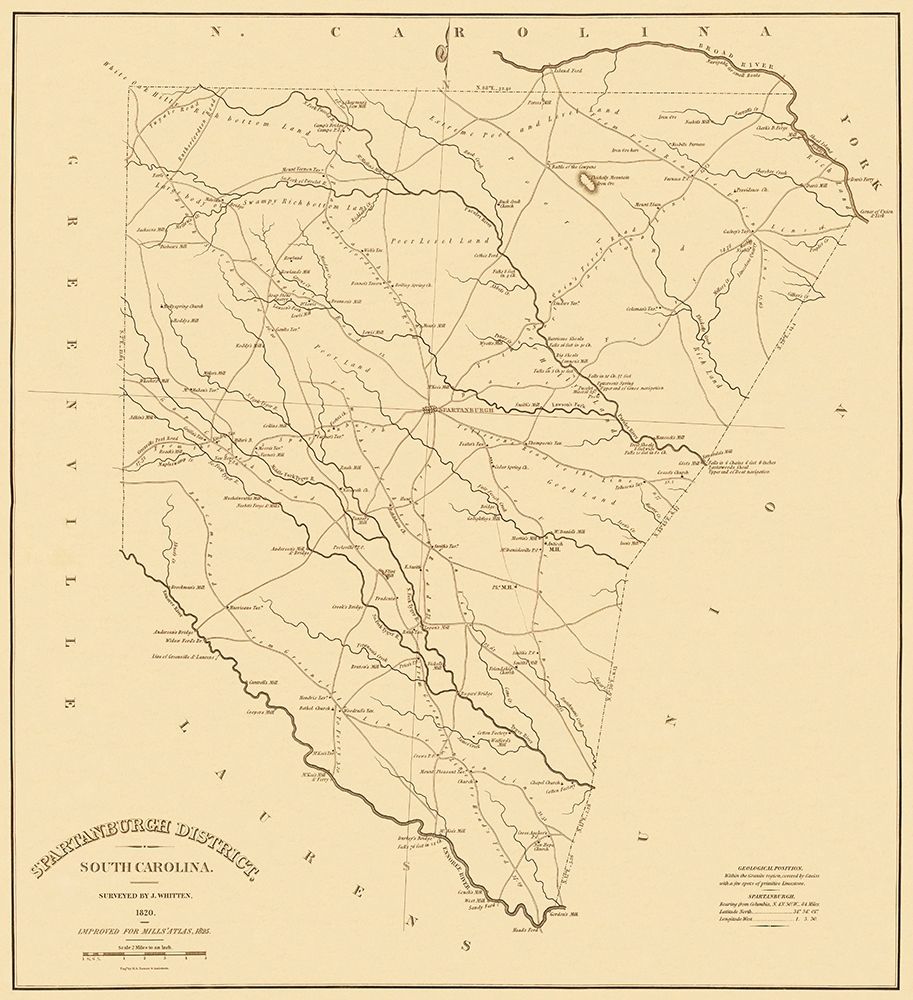 Spartanburgh South Carolina Landowner - Mills 1825
