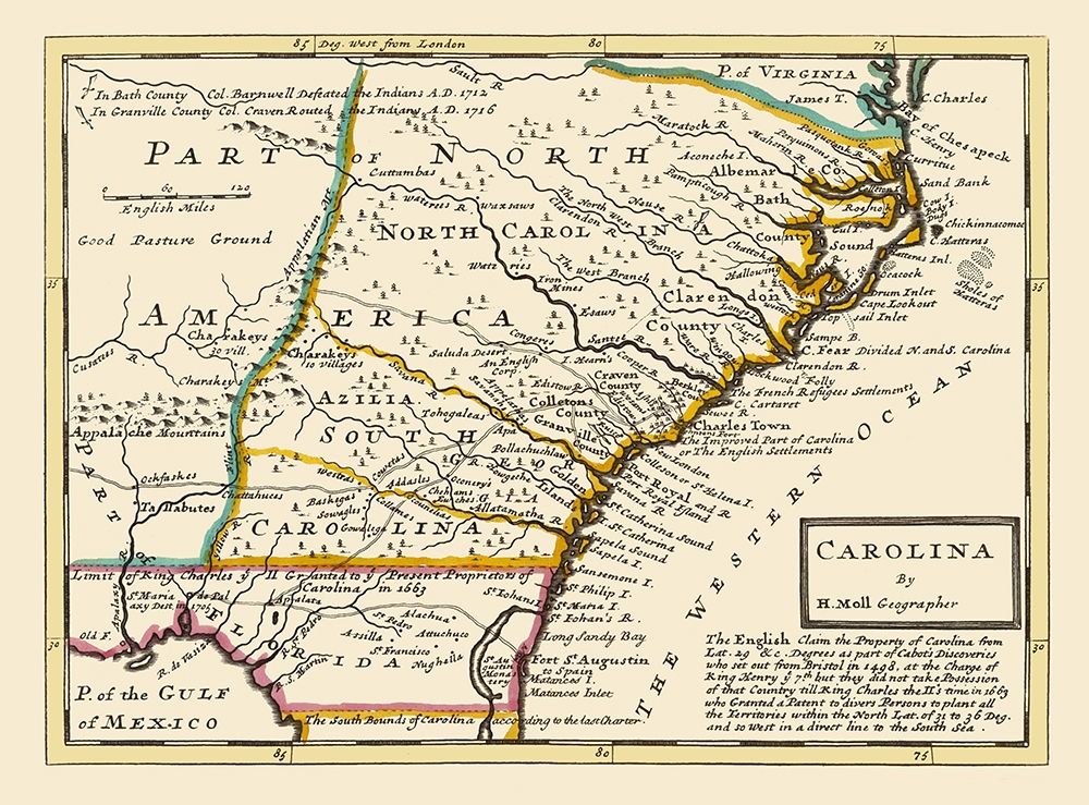 Carolinas - Bowles 1736