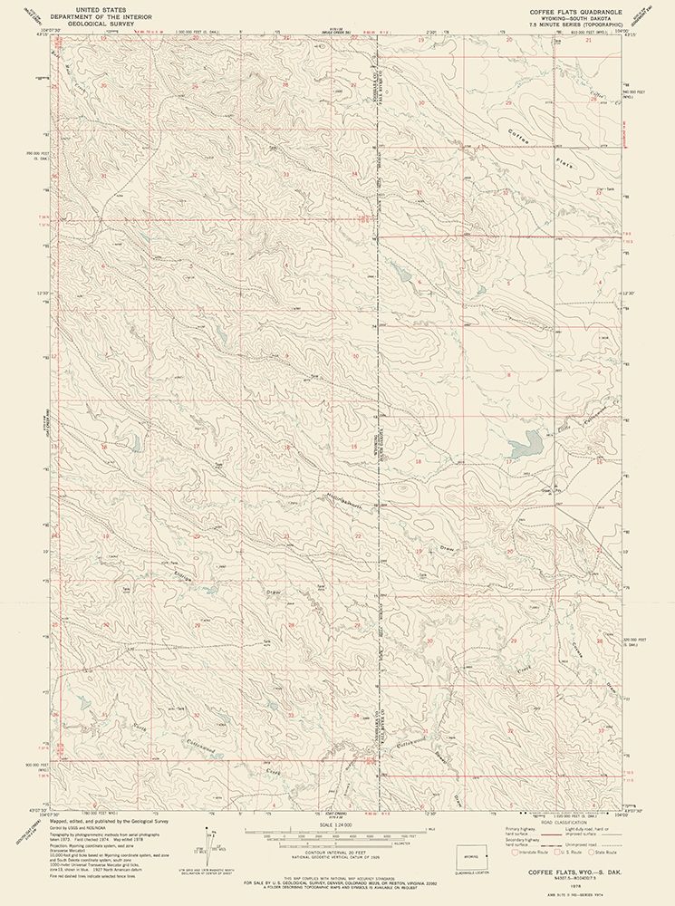 Coffee Flats South Dakota Quad - USGS 1978