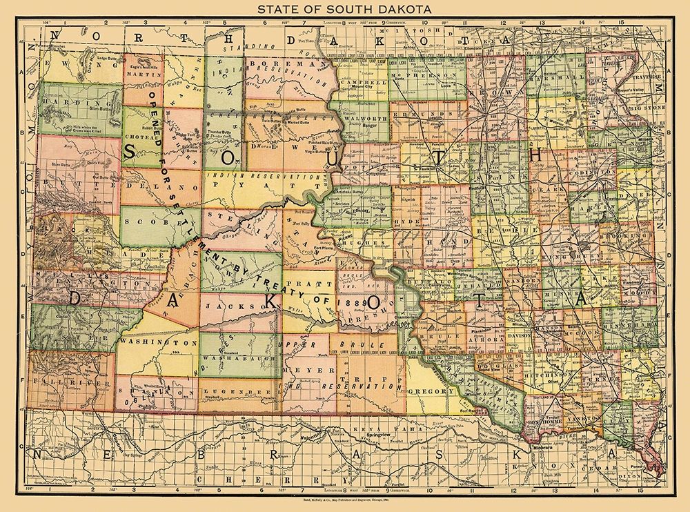 South Dakota - Rand McNally 1892