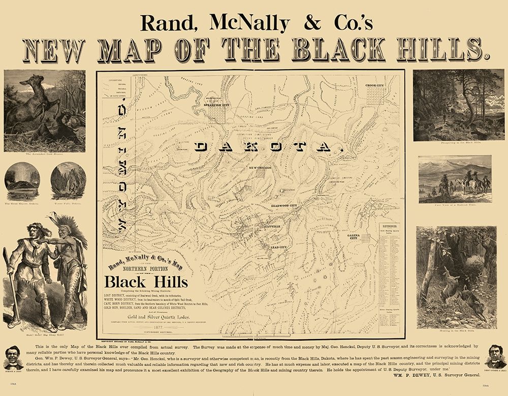 South Dakota Black Hills - Rand McNally 1877