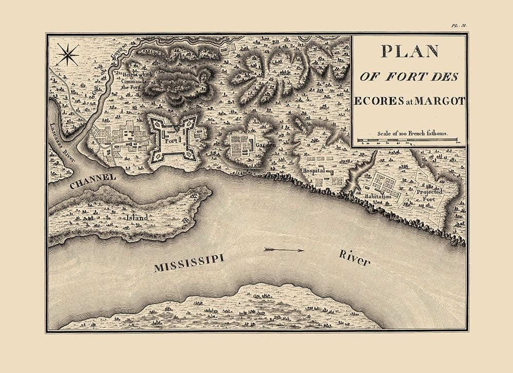 Fort Des Escores, Margot Tennessee - Collot 1796