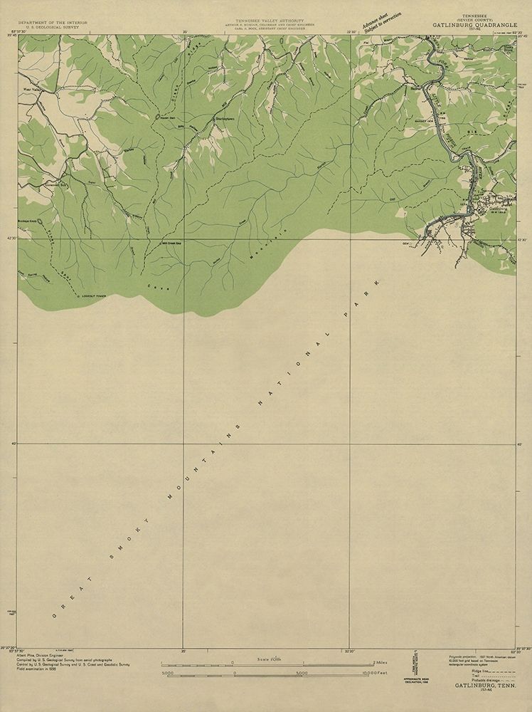 Gatlinburg Tennessee Quad - USGS 1936