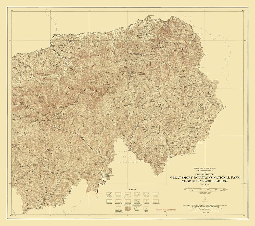 Great Smoky Mountains Tennessee - USGS 1934