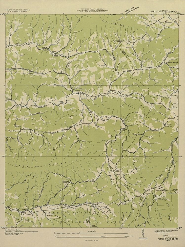 Jones Cove Tennessee Quad - USGS 1935