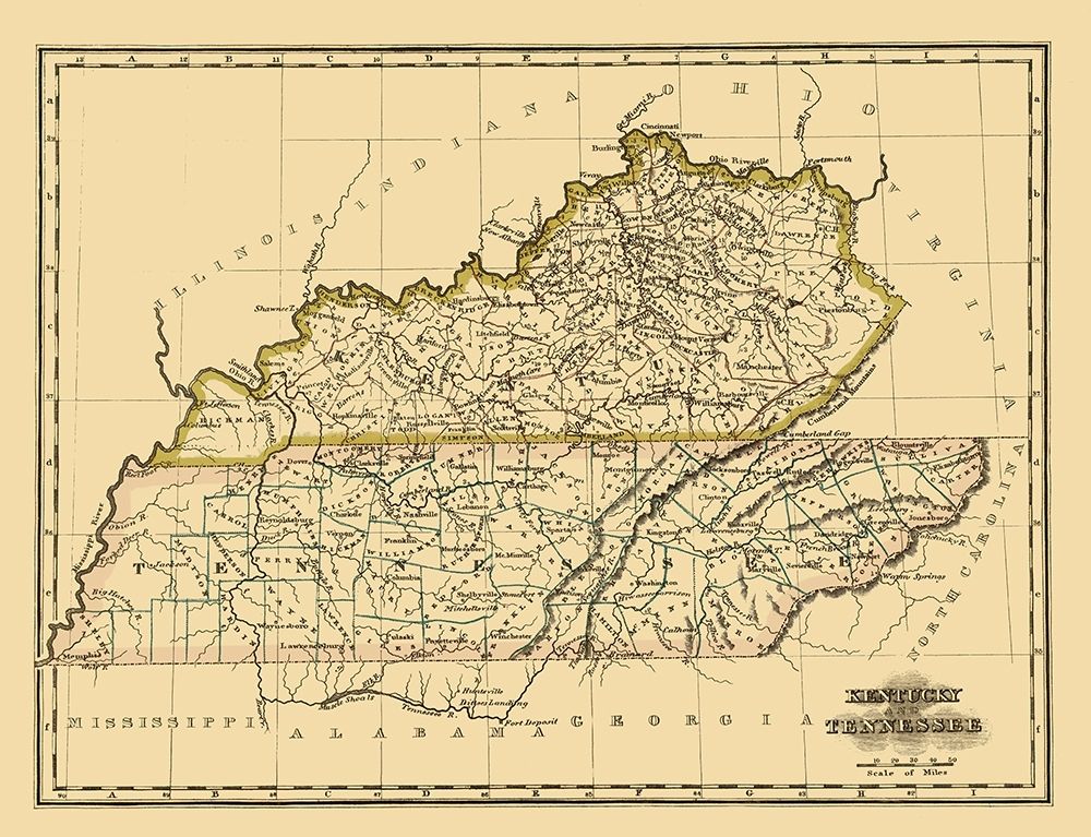 Kentucky, Tennessee - Morse 1823
