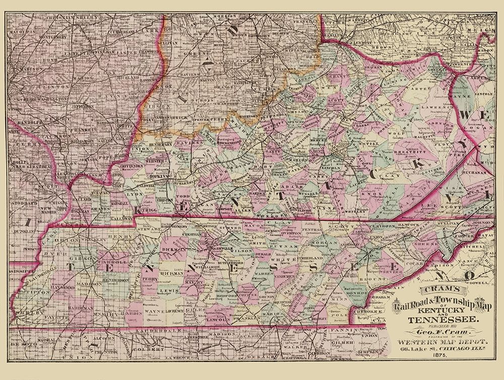 Kentucky and Tennessee Railroads and Townships
