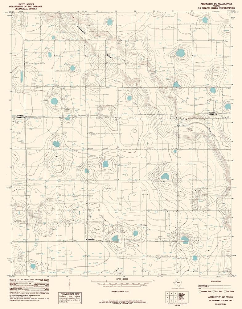 South West Abernathy Texas Quad - USGS 1985