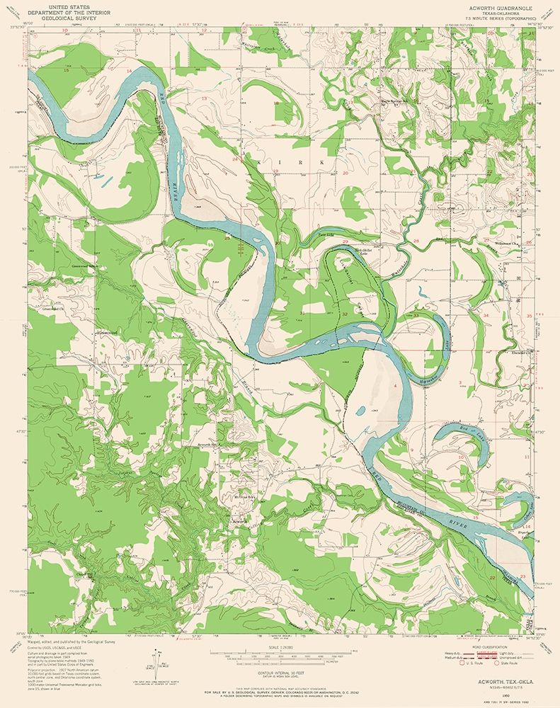 Acworth Texas Quad - USGS 1950