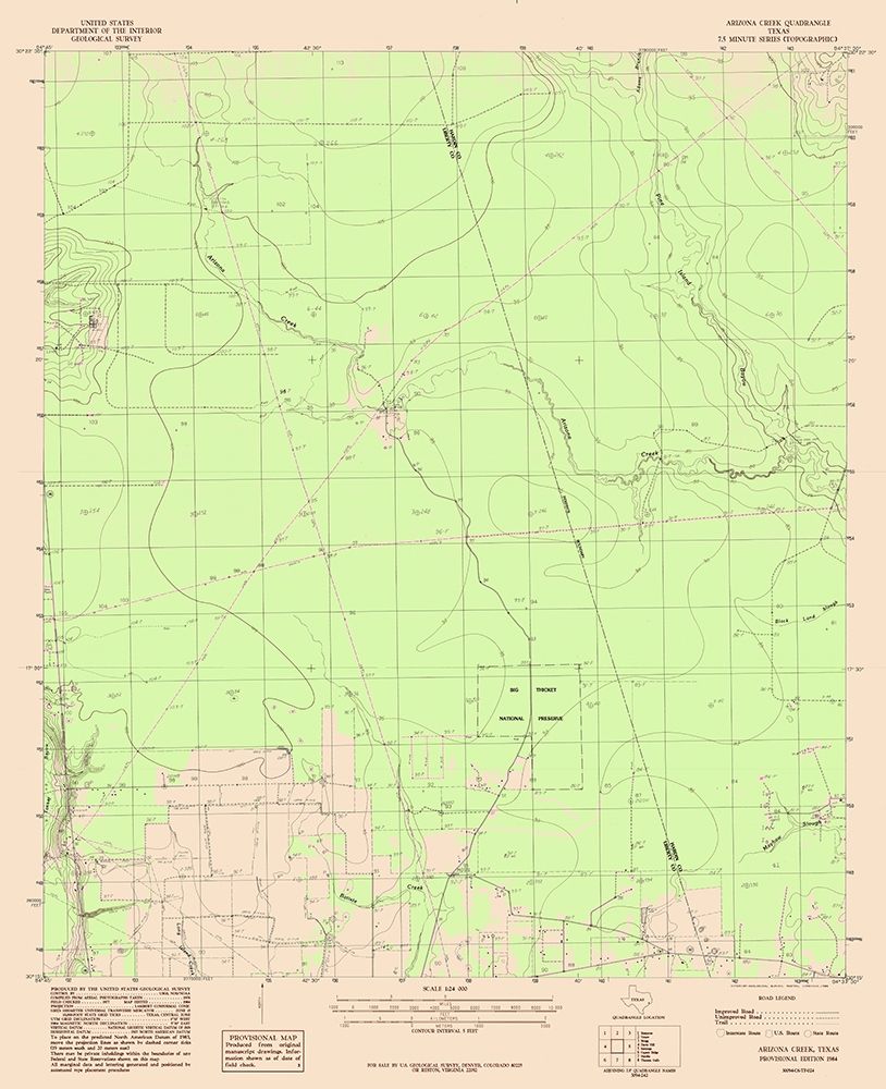 Arizona Creek Texas Quad - USGS 1984