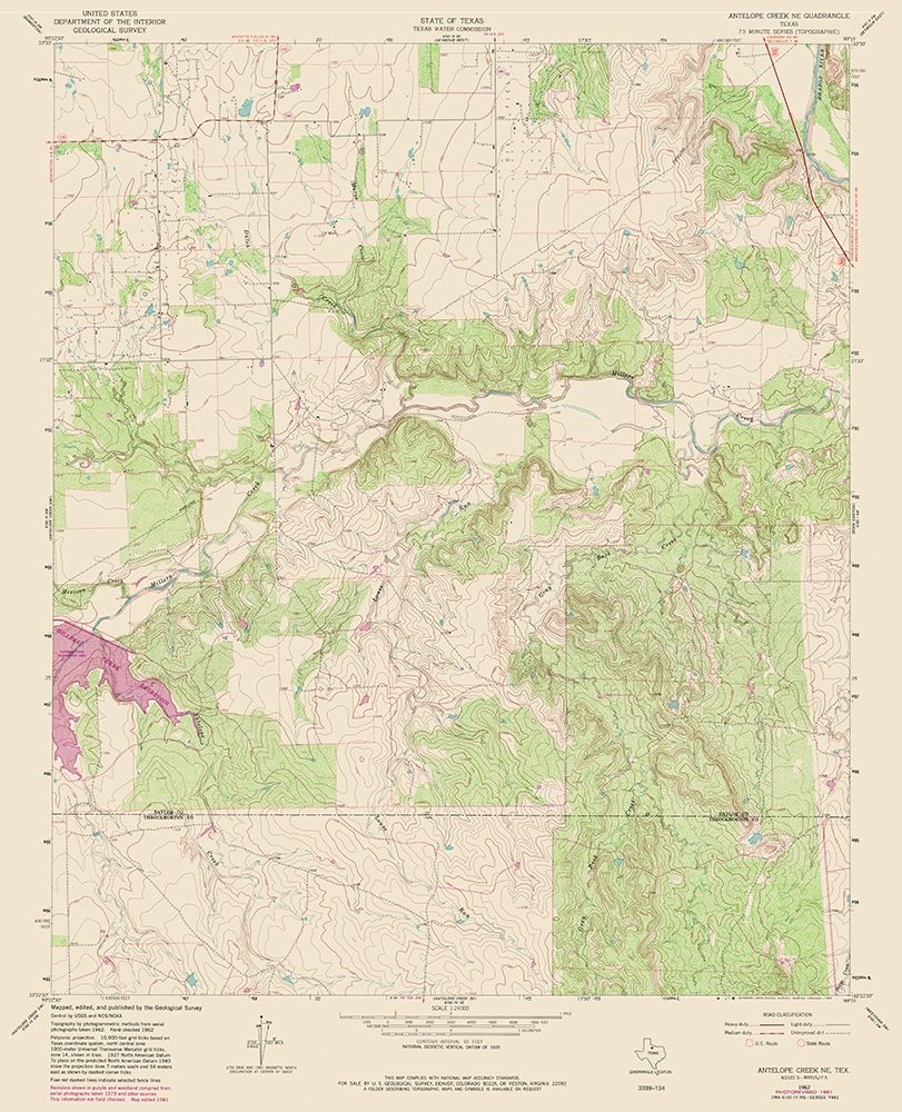 North East Antelope Creek Texas Quad - USGS 1962