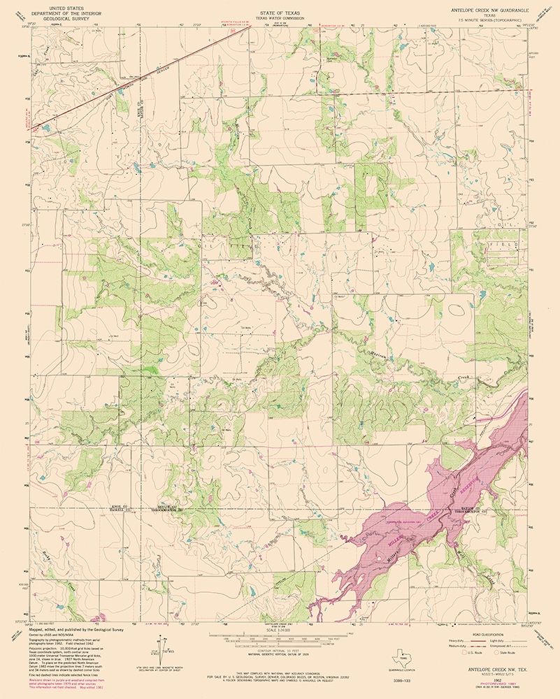 North West Antelope Creek Texas Quad - USGS 1962