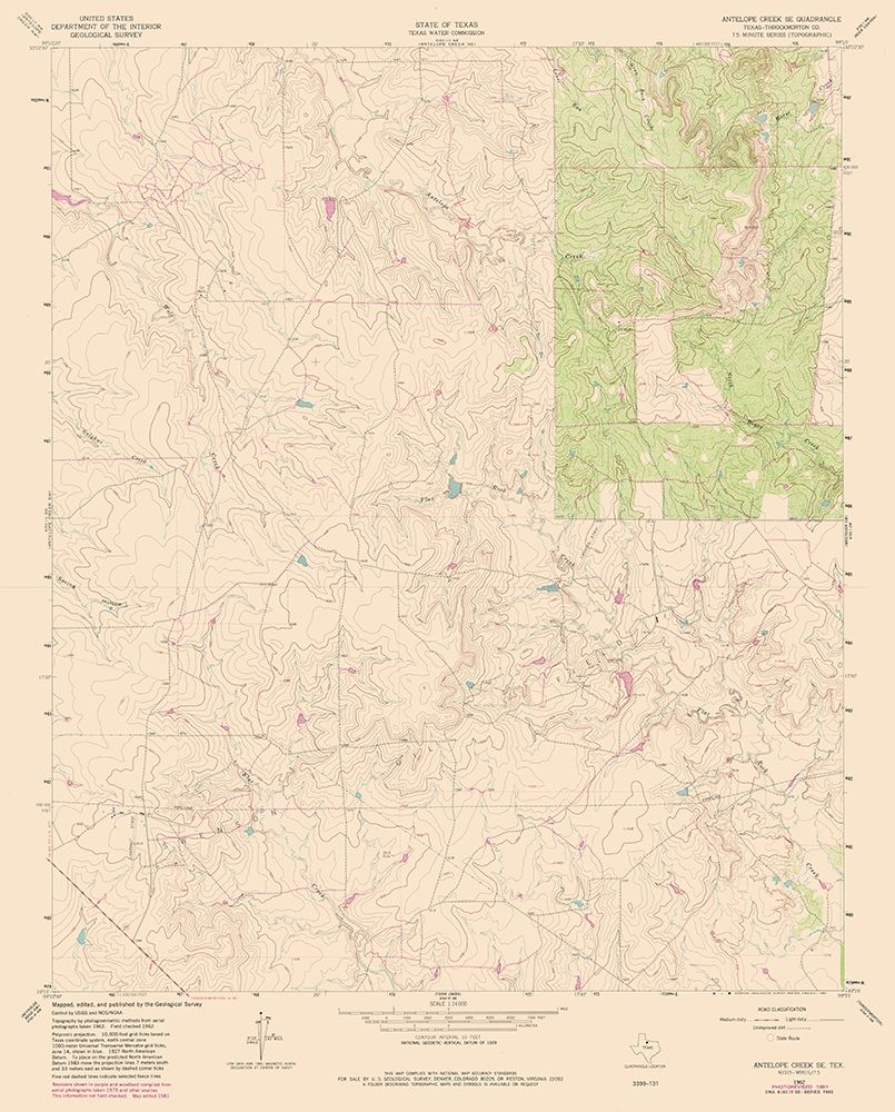 South East Antelope Creek Texas Quad - USGS 1962