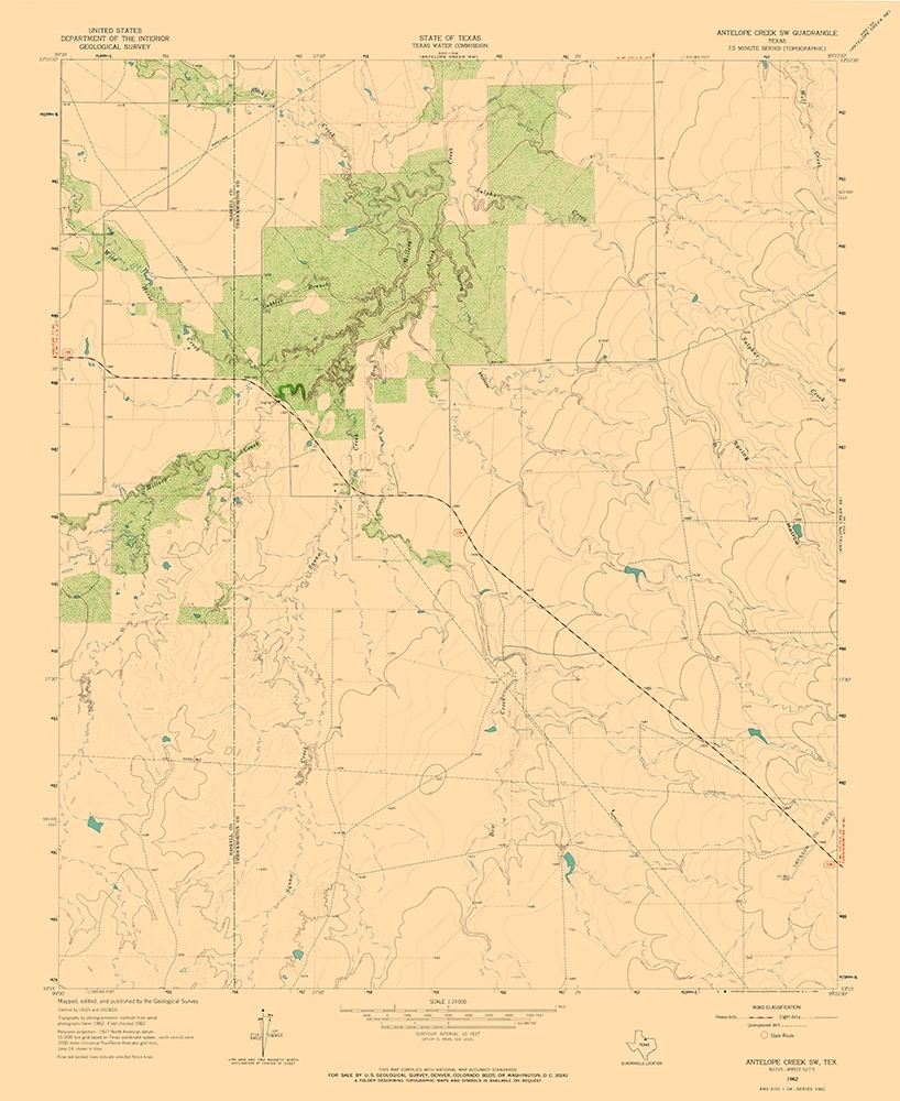 South West Antelope Creek Texas Quad - USGS 1962
