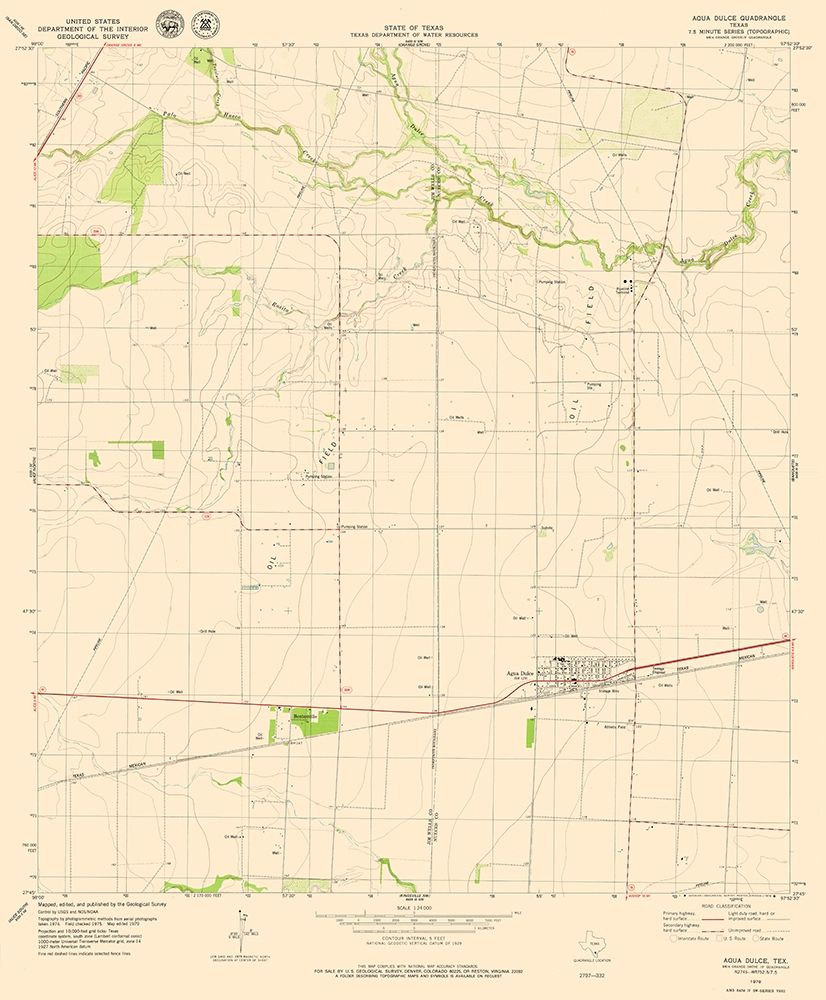 Agua Dulce Texas Quad - USGS 1979