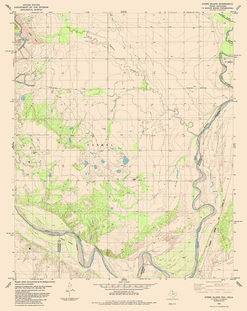 Ayers Island Texas Quad - USGS 1985
