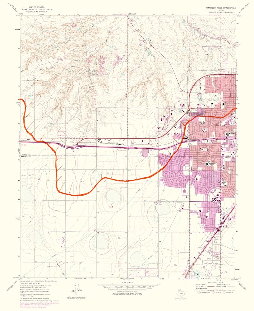 Amarillo West Texas Quad - USGS 1975