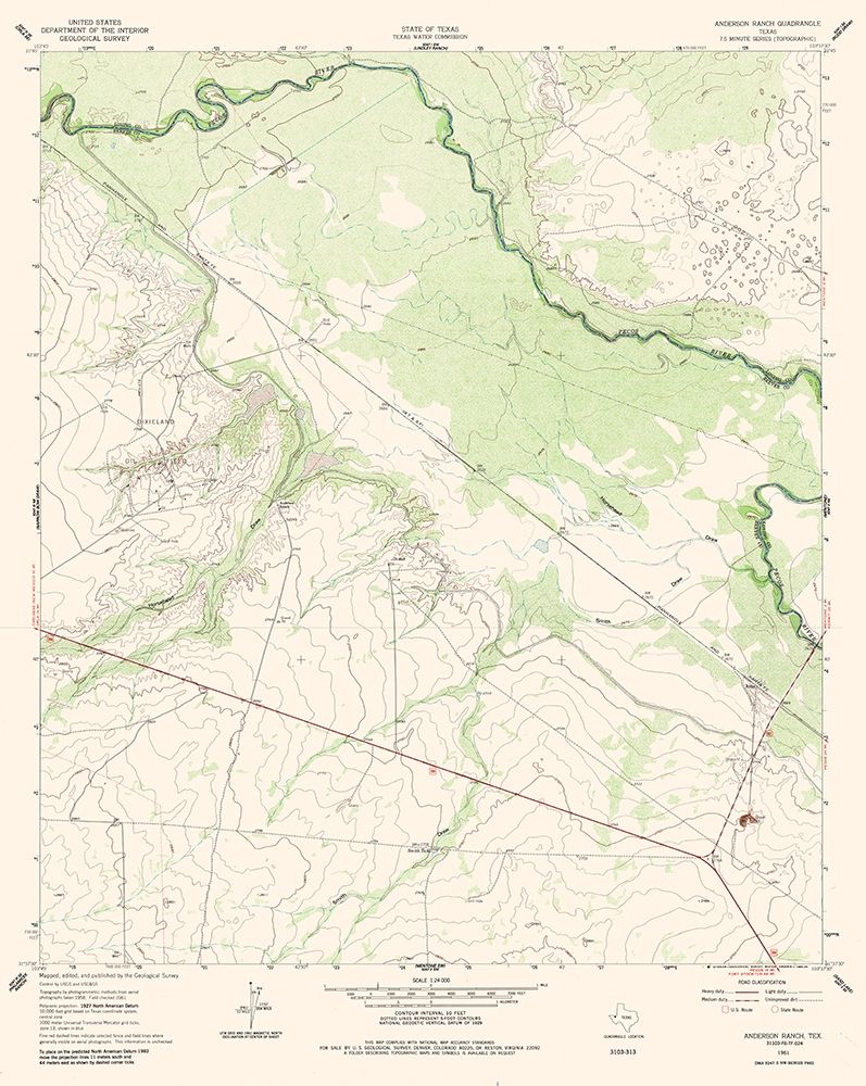 Anderson Ranch Texas Quad - USGS 1961