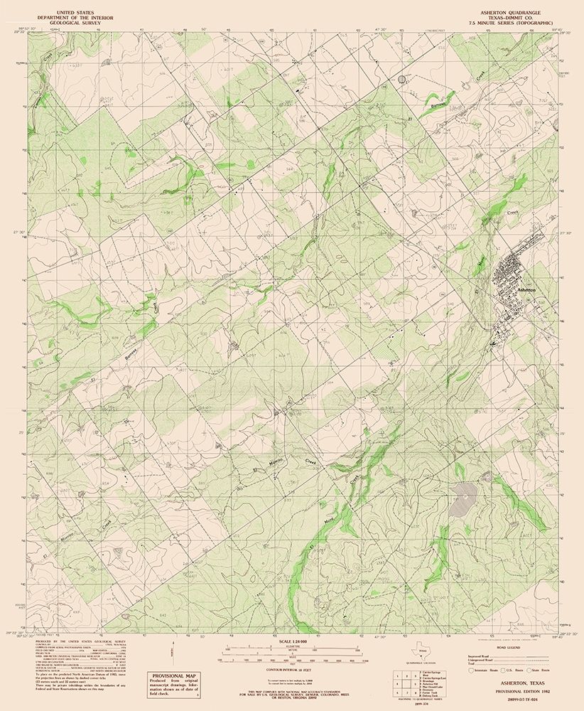 Asherton Texas Quad - USGS 1982