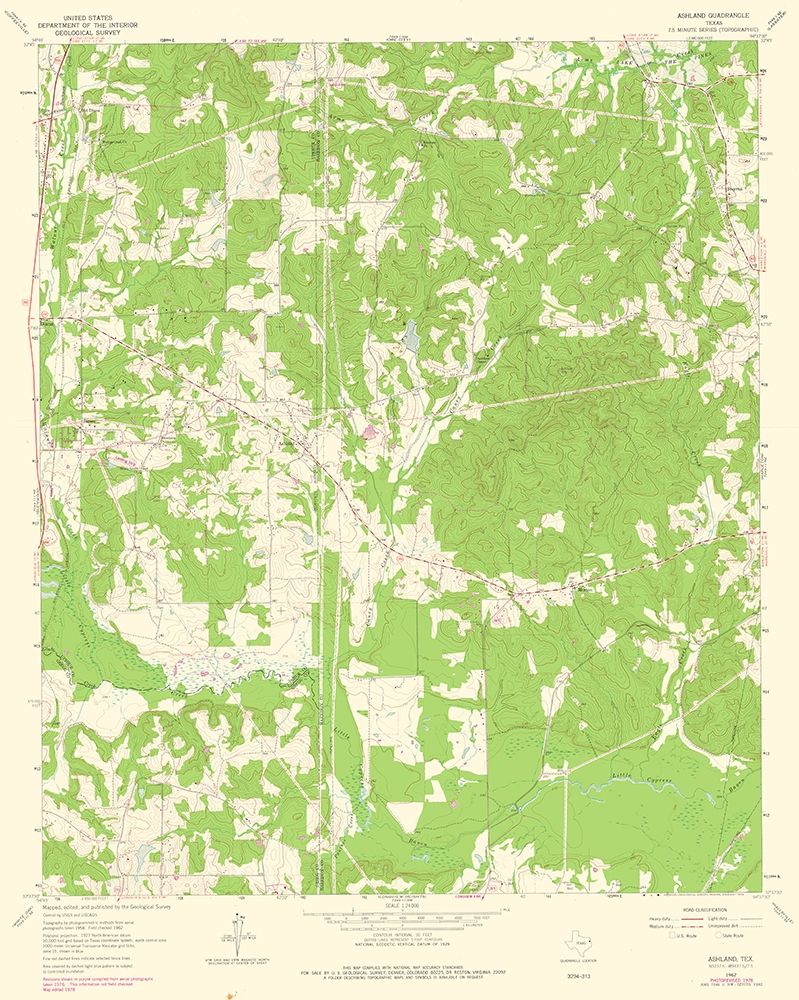 Ashland Texas Quad - USGS 1962