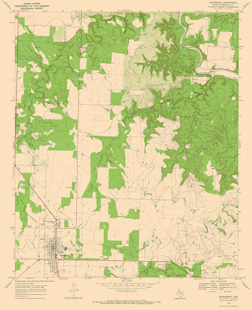 Aspermont Texas Quad - USGS 1968