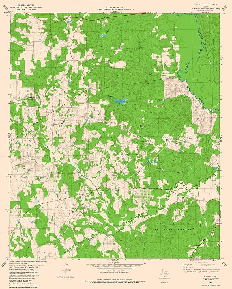 Augusta Texas Quad - USGS 1982