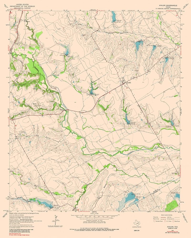 Avalon Texas Quad - USGS 1976