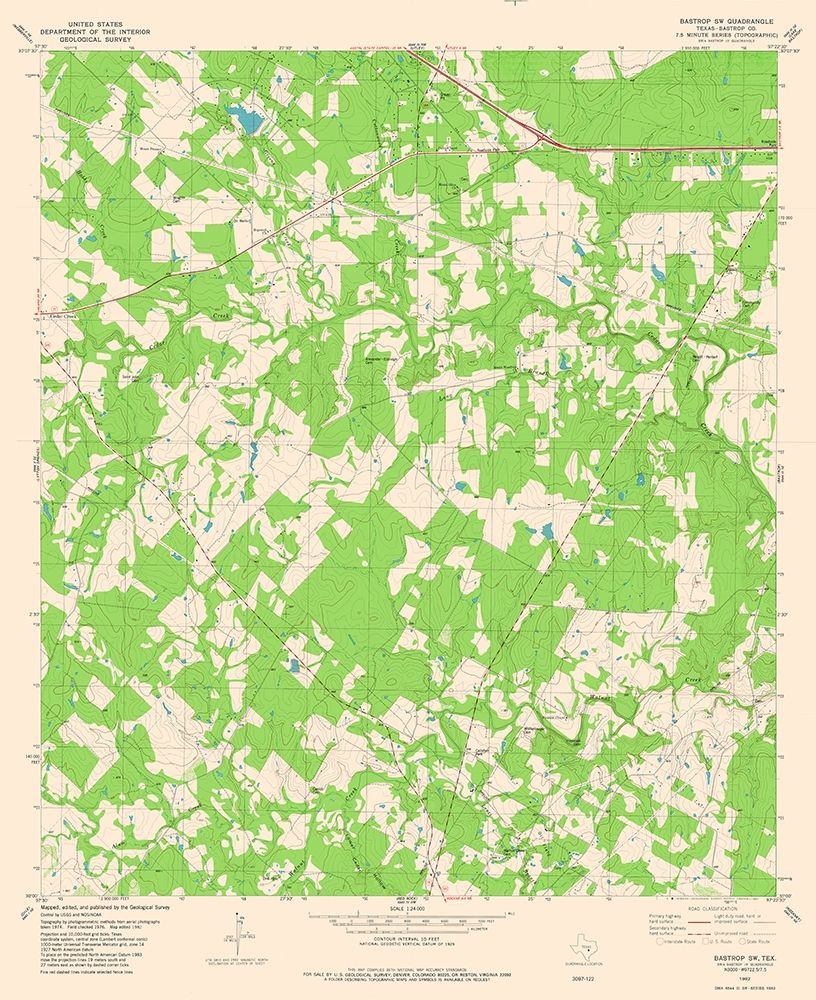 South West Bastrop Quad - USGS 1982