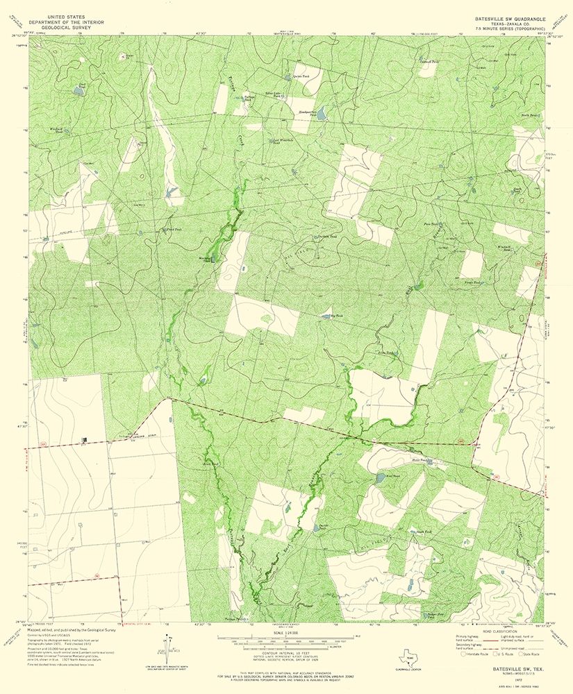South West Batesville Texas Quad - USGS 1972