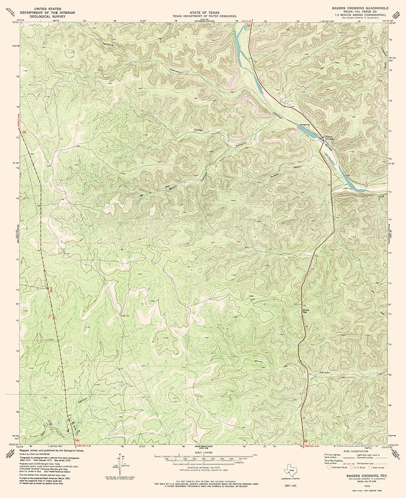Bakers Crossing Texas Quad - USGS 1979