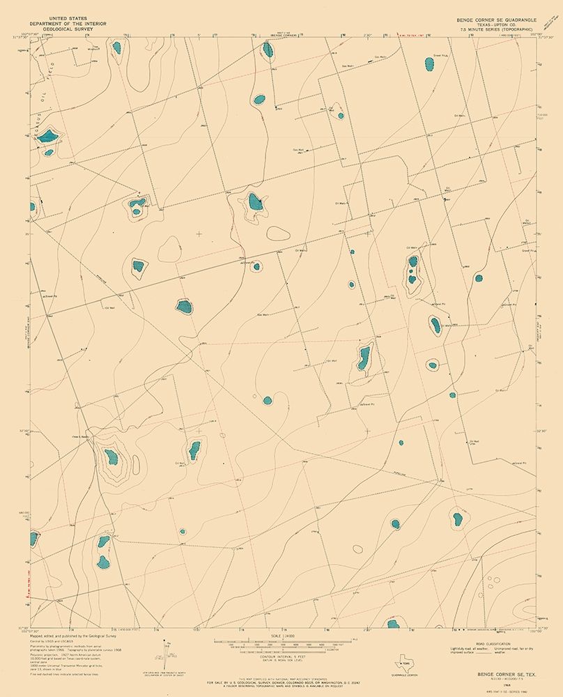 South East Benge Corner Texas Quad - USGS 1968
