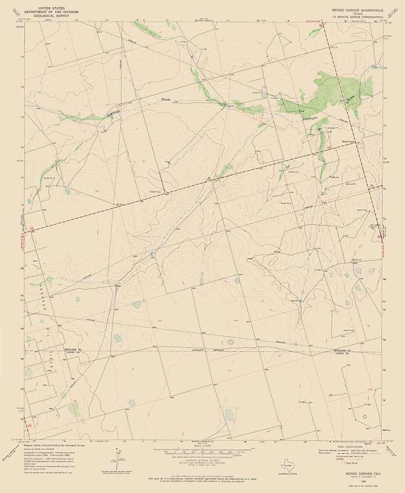 Benge Corner Texas Quad - USGS 1968