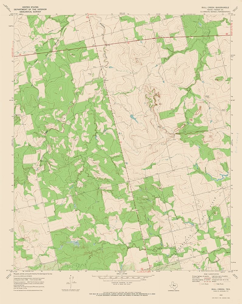 Bull Creek Texas Quad - USGS 1969