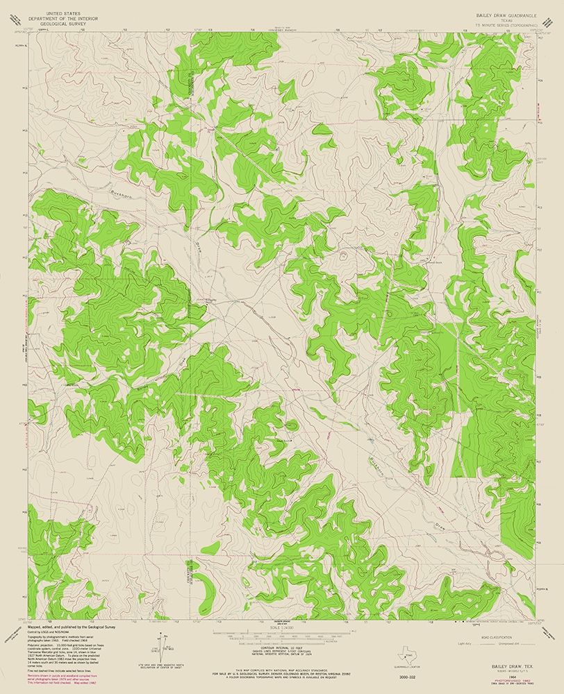 Bailey Draw Texas Quad - USGS 1964